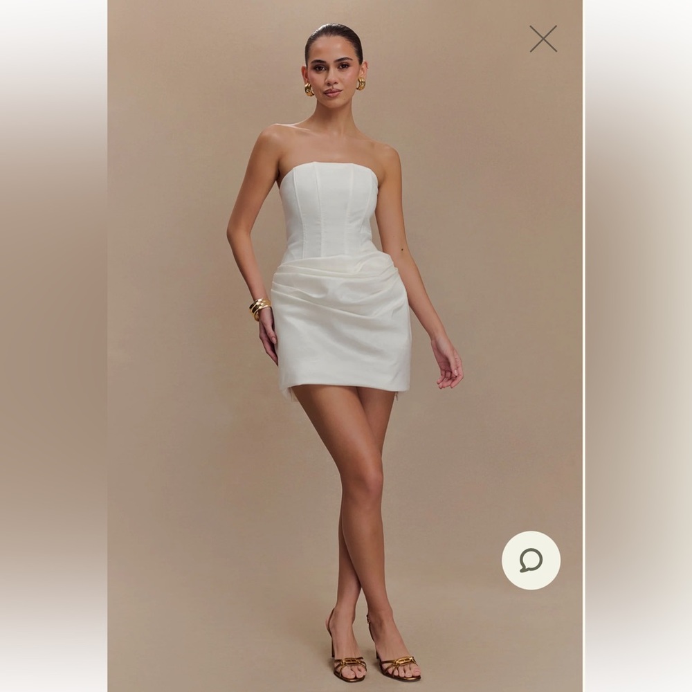 Sasha Taffeta Strapless Corset Mini Dress - White